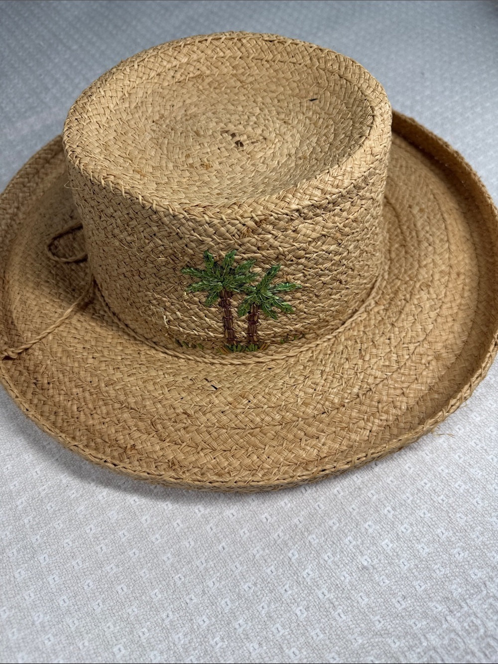 Cappelli straw sun hat with palm tree embroidery